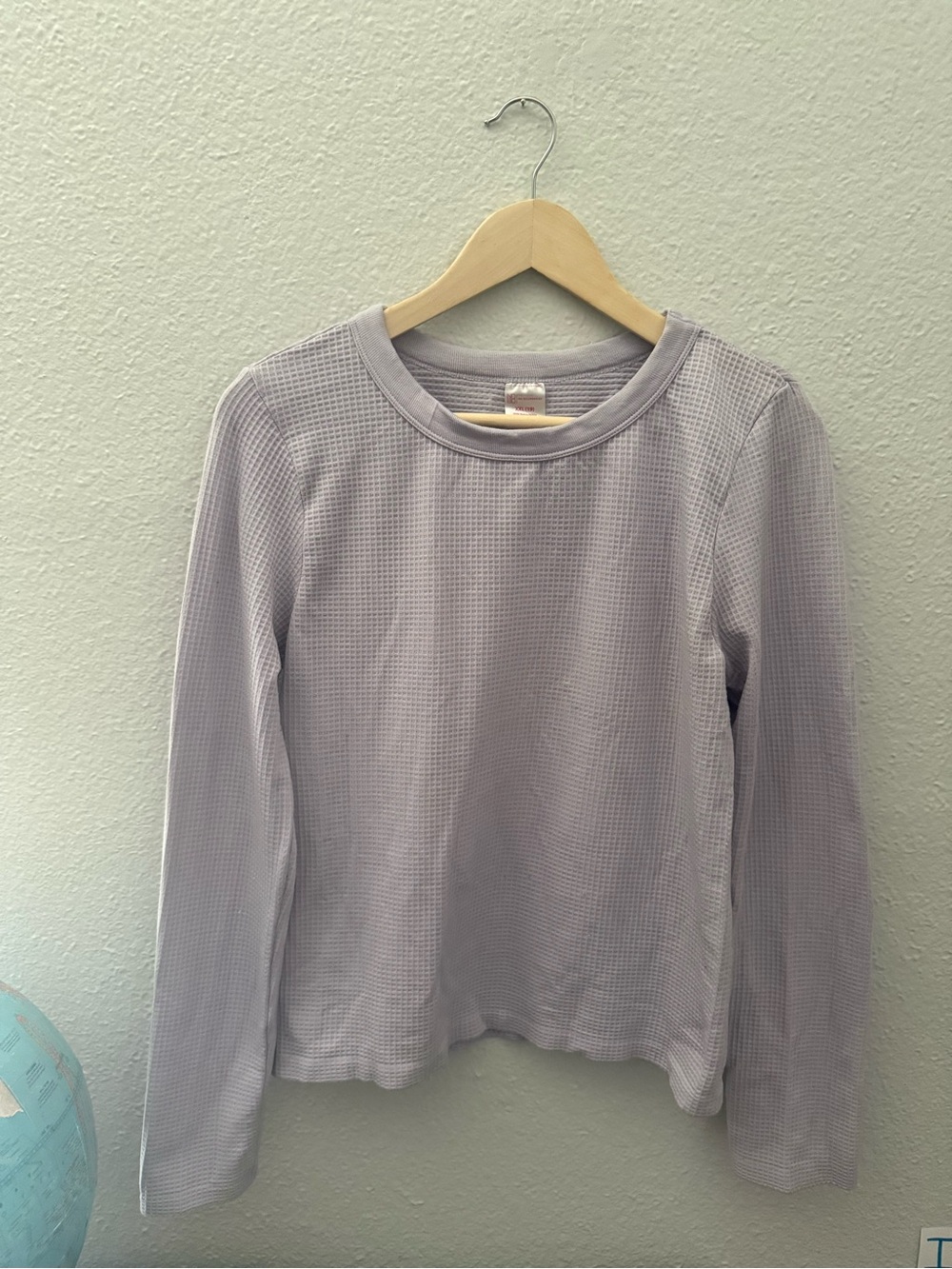 Purple Lilac Long Sleeve Waffle Top Fitted but Stretchy